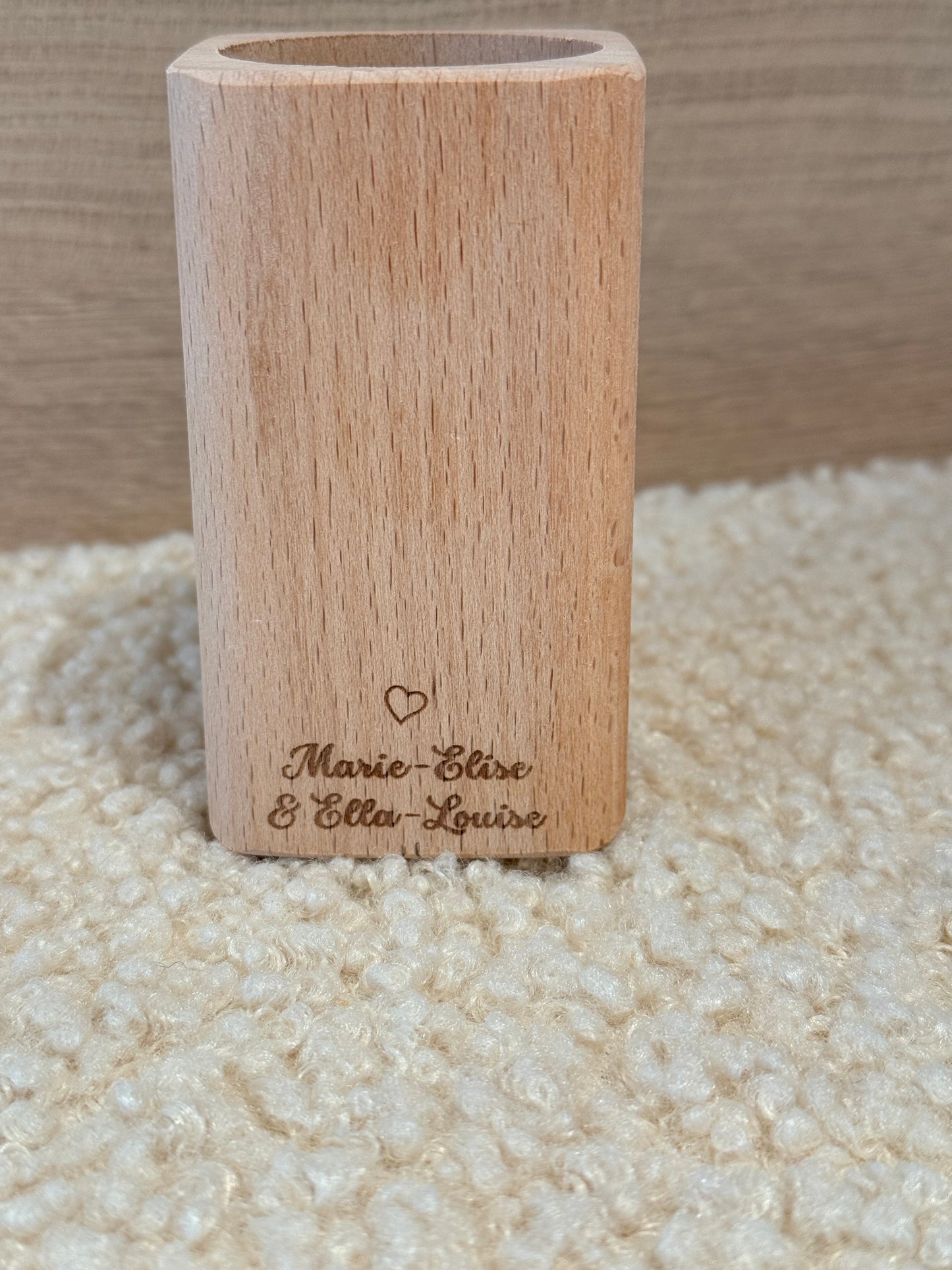Massief houten pennenhouder  juf/meester