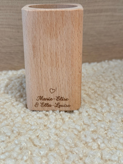 Massief houten pennenhouder  juf/meester