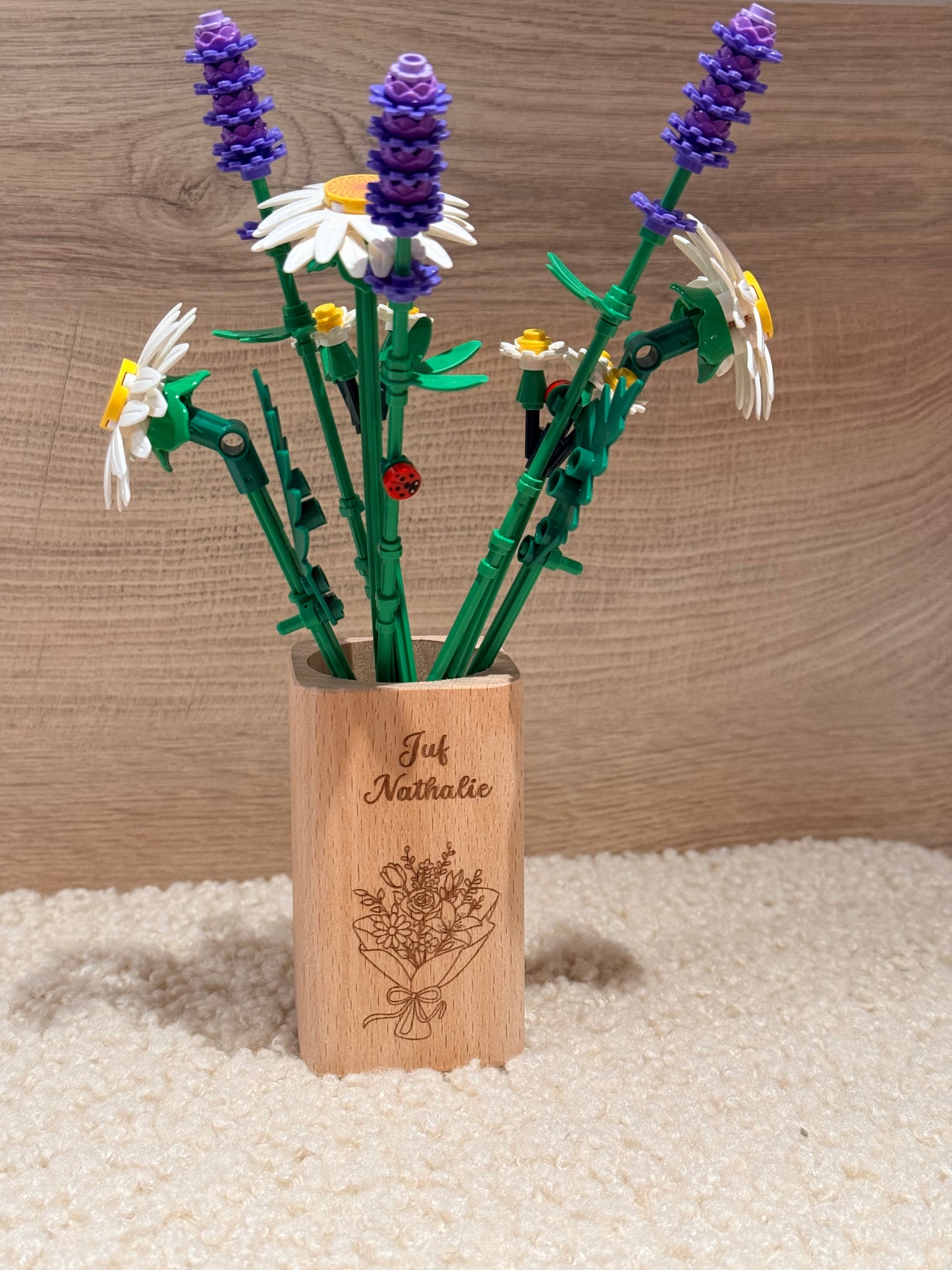 Massief houten pennenhouder  juf/meester
